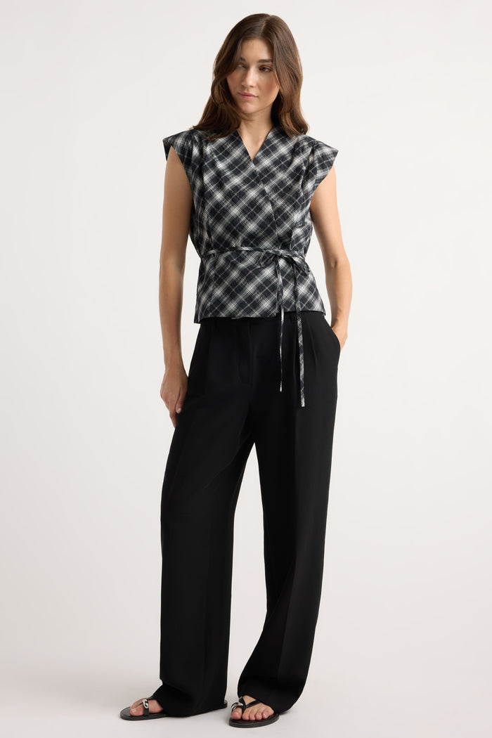 Renée | Lenore Plaid Tie-Wrap Vest in Size Small