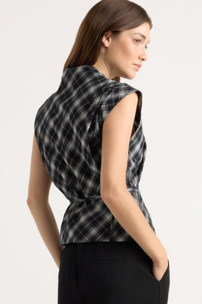 Renée | Lenore Plaid Tie-Wrap Vest in Size Small