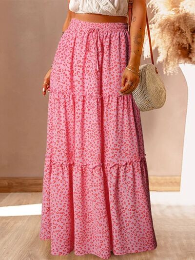 Leopard Tiered Maxi Skirt