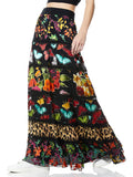 LESA PANELED MAXI SKIRT - LEAF COMBO