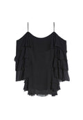 LEXIA LYRD RUFFLE CLD SHLDR TP - BLACK