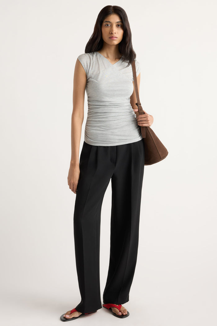 Arya | Lila Tencel Wrap-Neck Tee in Size Small