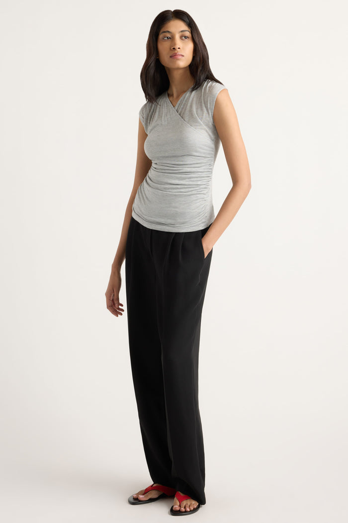 Arya | Lila Tencel Wrap-Neck Tee in Size Small