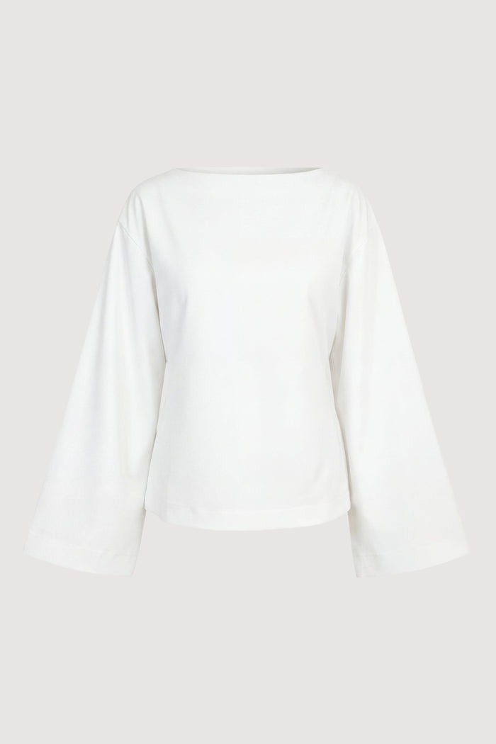 Karolina | Lilian Sculpted Flare-Sleeve Blouse in Size Extra Small - Flat