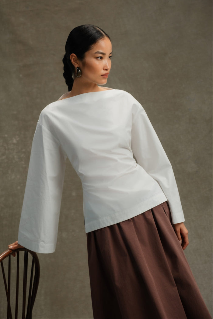 Diana | Lilian Sculpted Flare-Sleeve Blouse in Size Small
