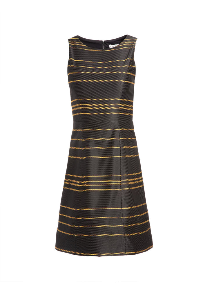 LINDSEY STRUCTURED POUF DRESS - BLACK / YELLOW