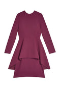 LINNEA CREW NK PEPLUM DRESS - MERLOT