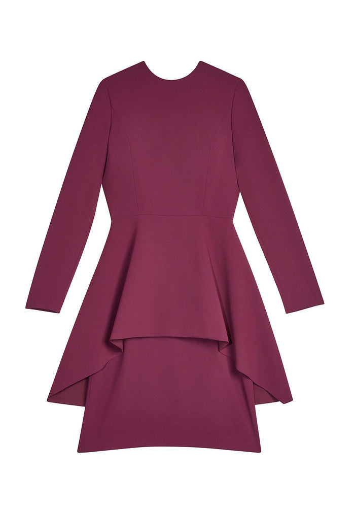 LINNEA CREW NK PEPLUM DRESS - MERLOT