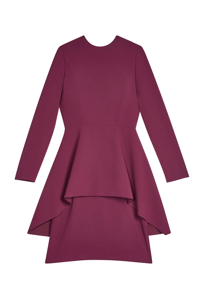 LINNEA CREW NK PEPLUM DRESS - MERLOT