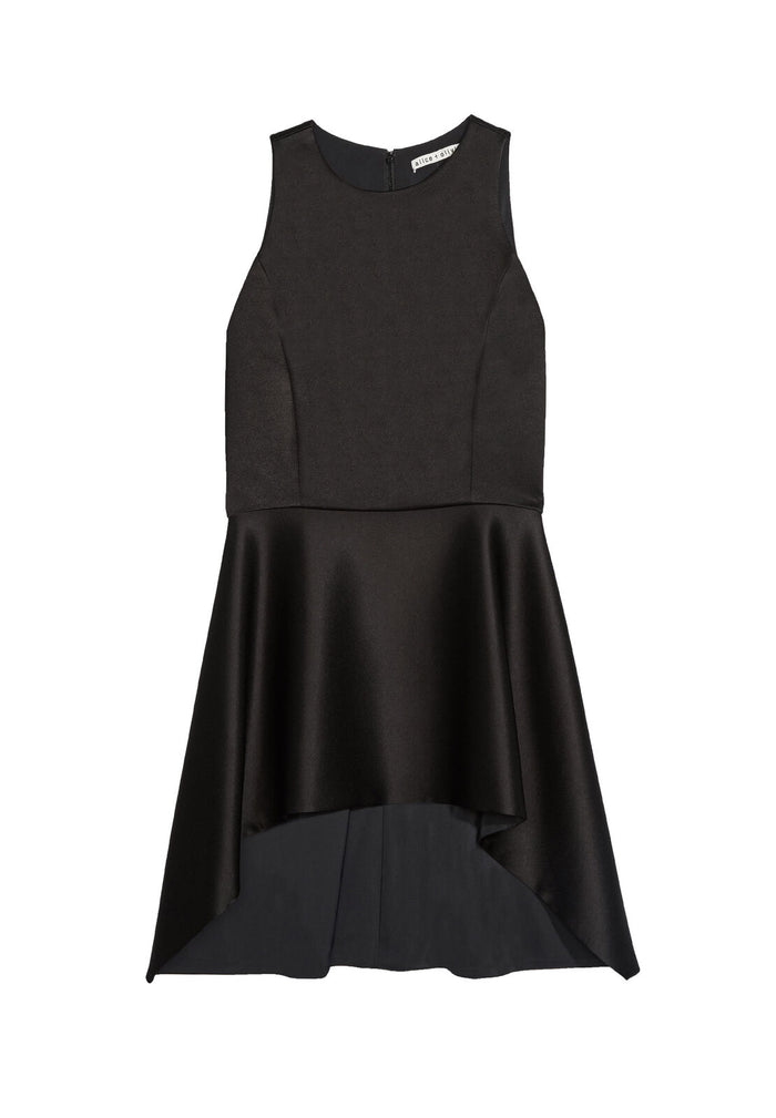 LIZETTE CREW NK PEPLUM TOP - BLACK