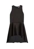 LIZETTE CREW NK PEPLUM TOP - BLACK