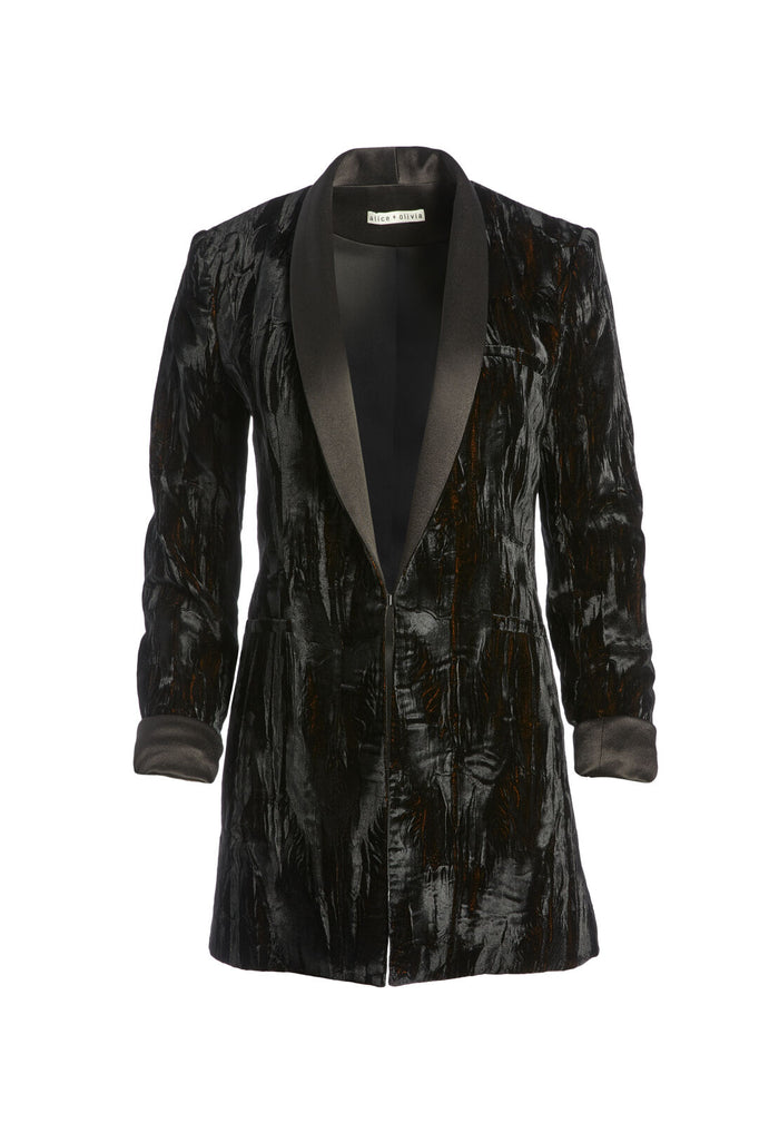 LOLA FITTED VELVET BLAZER - BLACK