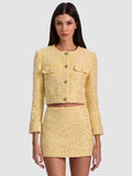 LORIE EMBELLISHED TWEED JACKET - BUTTER