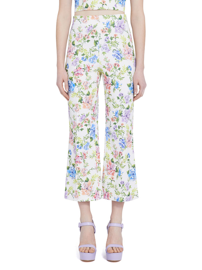 LORINDA FLORAL HIGH WAISTED PANT - GARDENIA