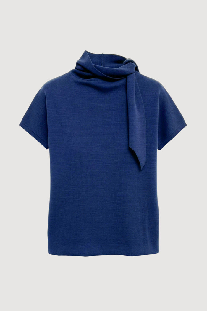 Renée | Lorinda Scarf-Neck Sweater Top in Size Small - Flat