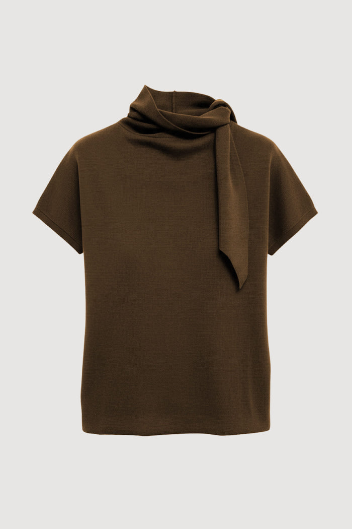 Renée | Lorinda Scarf-Neck Sweater Top in Size Small - Flat