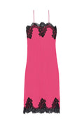 LUNA SIDE SLIT SLIP DRESS - FUCHSIA/BLACK