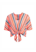 LYDIA TIE FRNT CROP TOP - SPORT STRIPE MULTI