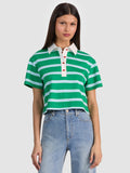 LYLE RUGBY POLO TOP - GREEN APPLE/CAROLINA BLUE STRI