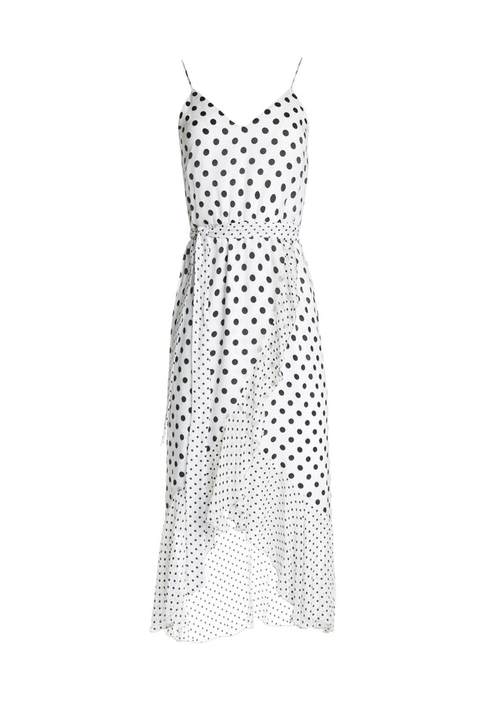MABLE MDLNGTH RFFL MCK WRP DRS - SOFT WHITE MONO DOT-LARGE