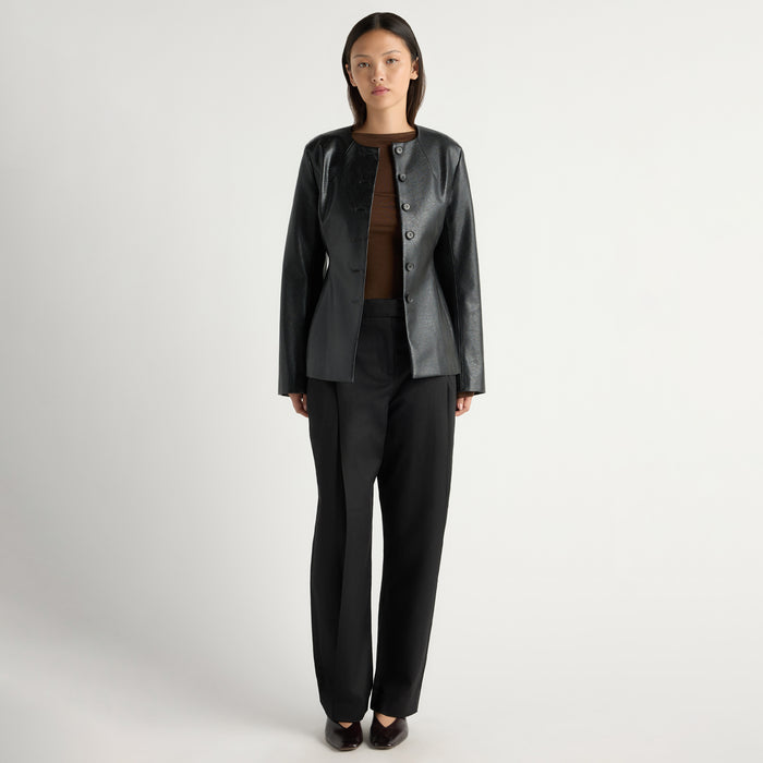 Maddox Sculpted Vegan Leather Blazer