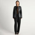 Maddox Sculpted Vegan Leather Blazer