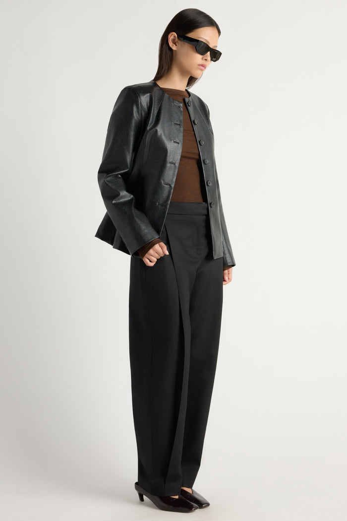 May-Li | Maddox Sculpted Vegan Leather Blazer in Size Small