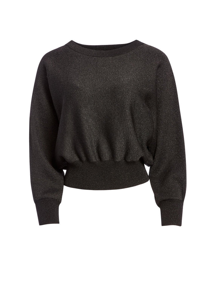 MAIRE SHIMMER CROPPED PULLOVER - BLACK