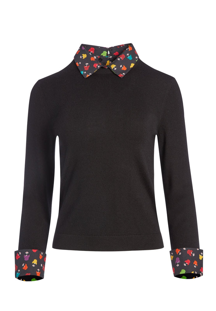 MALEE SWEATER WITH COLLAR - RAINBOW STACE FACE/BLACK