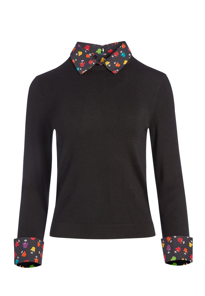 MALEE SWEATER WITH COLLAR - RAINBOW STACE FACE/BLACK
