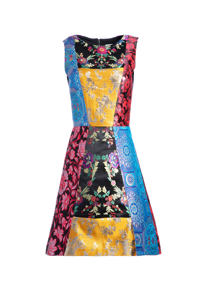 MALIN PATCHWORK MINI DRESS - MULTI