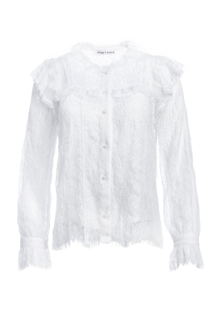 MALINDA LNGSLV RUFFLE TRIM BLS - IVORY