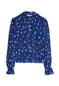 MALINDA RUFFLE TRIM BLOUSE - ICE CREAM PRINT