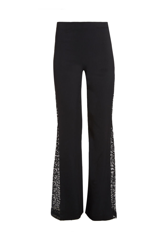 MANDY SIDE PANEL FLARED PANTS - BLACK