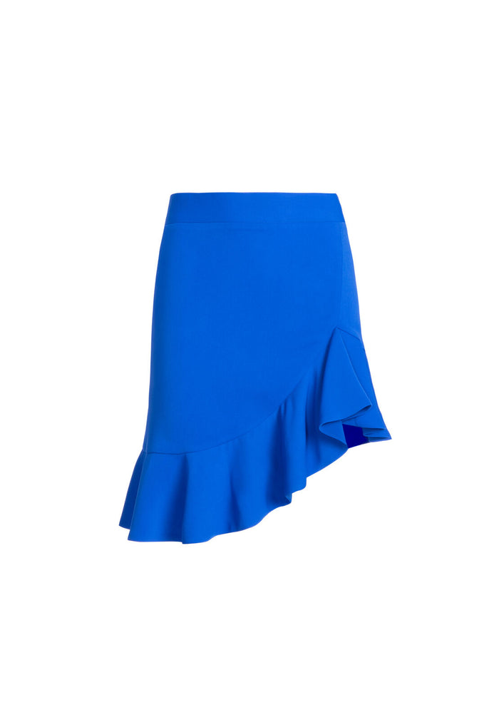 MARCELLA ASYMMETRICAL MINI SKIRT - COBALT
