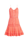 MARCI EMBR PINTUCK BTN DWN DRS - NEON PEACH