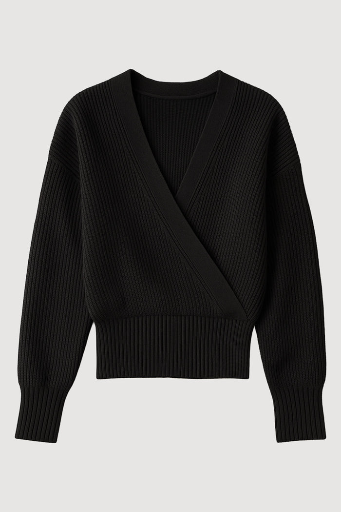 Karolina | Maren Cropped V-Neck Sweater in Size Extra Small - Flat