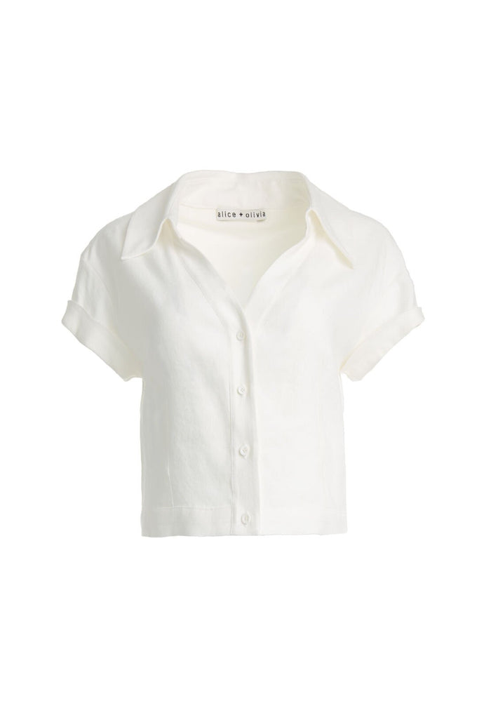 MARGARET OPEN NK SS BTN DWN - OFF WHITE
