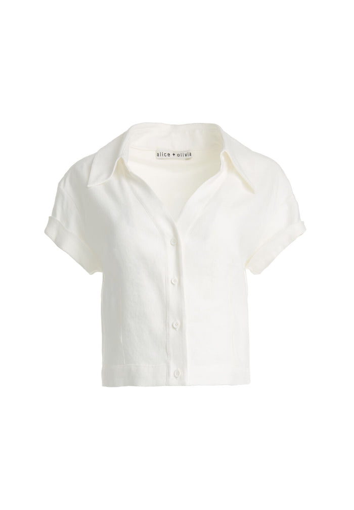 MARGARET OPEN NK SS BTN DWN - OFF WHITE