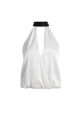 MARIS KEYHOLE HALTER TOP - WHITE/BLACK