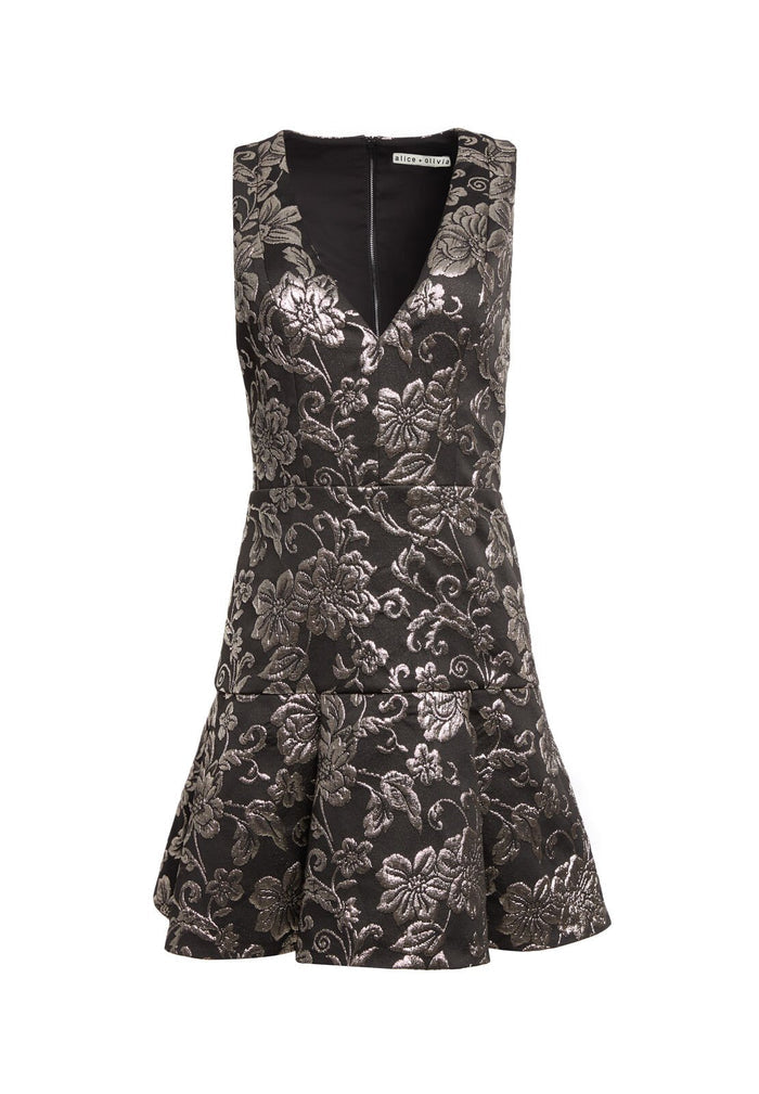 MARLEEN SILVER MINI DRESS - BLK/SILVER