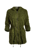 MARNA EMBR HOODED PARKA - OLIVE