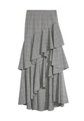 MARTINA ASYMM HIGH LOW RUFFLE - GREY MULTI