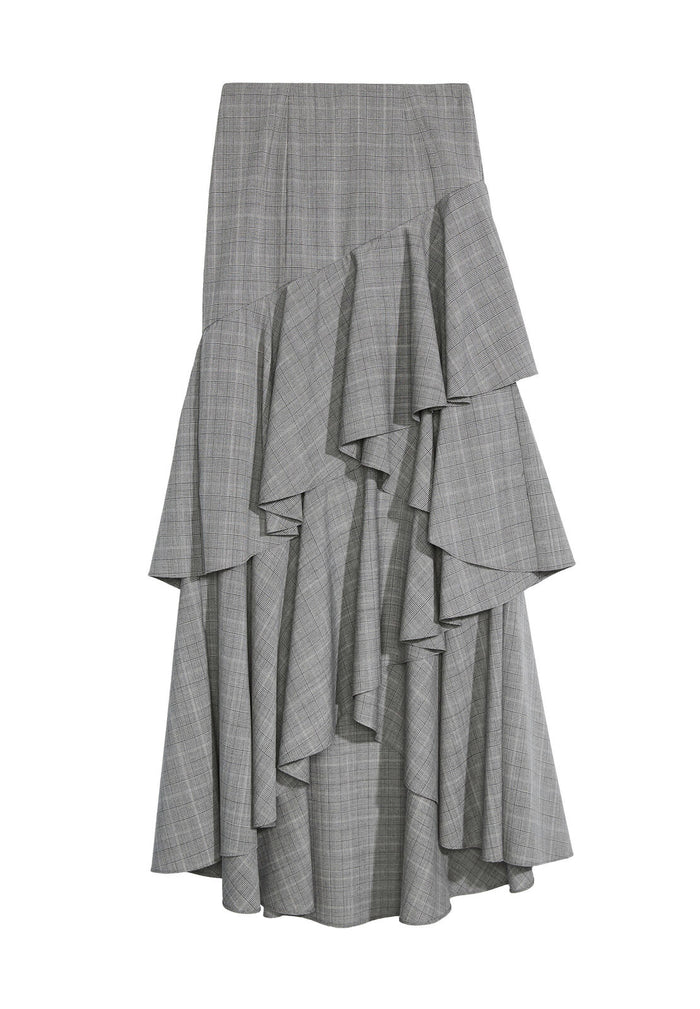 MARTINA ASYMM HIGH LOW RUFFLE - GREY MULTI