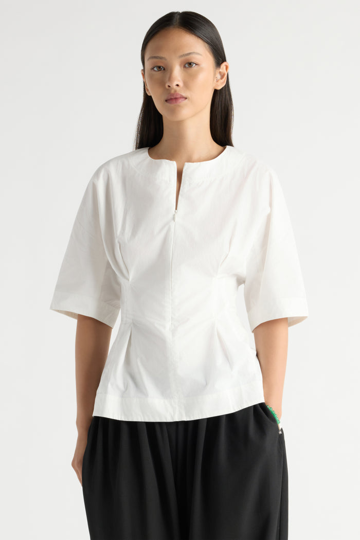 May-Li | Maryam Cotton Poplin Sculpted Blouse in Size Small