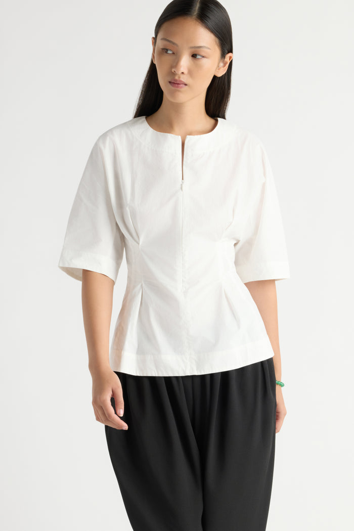 May-Li | Maryam Cotton Poplin Sculpted Blouse in Size Small
