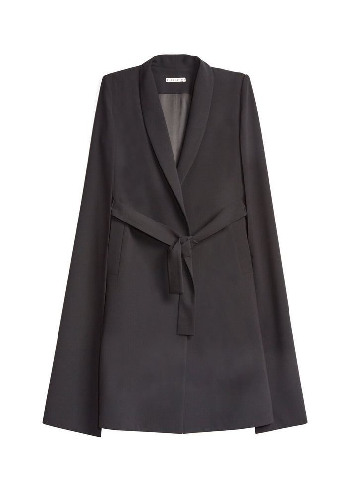 MCGUIRE LONG BELTED CAPE COAT - BLACK