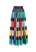 MELDA GATHERED MIDI SKIRT - COLOR BLOCK