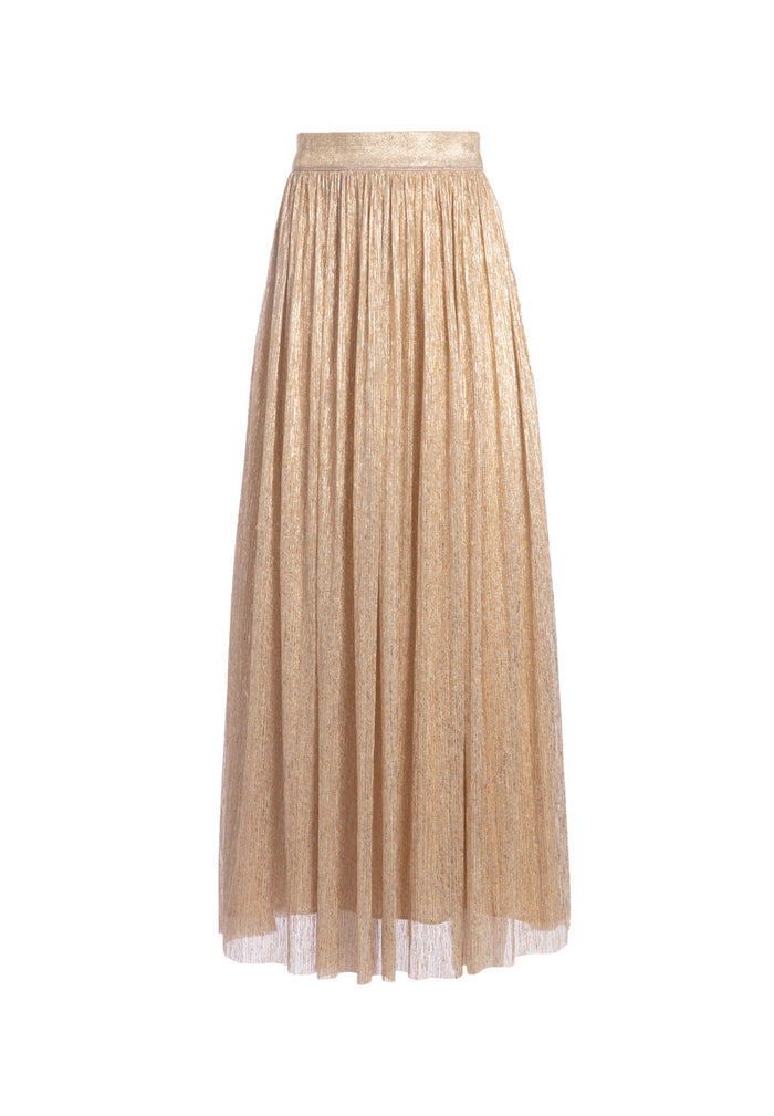 MELDA GATHERED MIDI SKIRT - GOLD