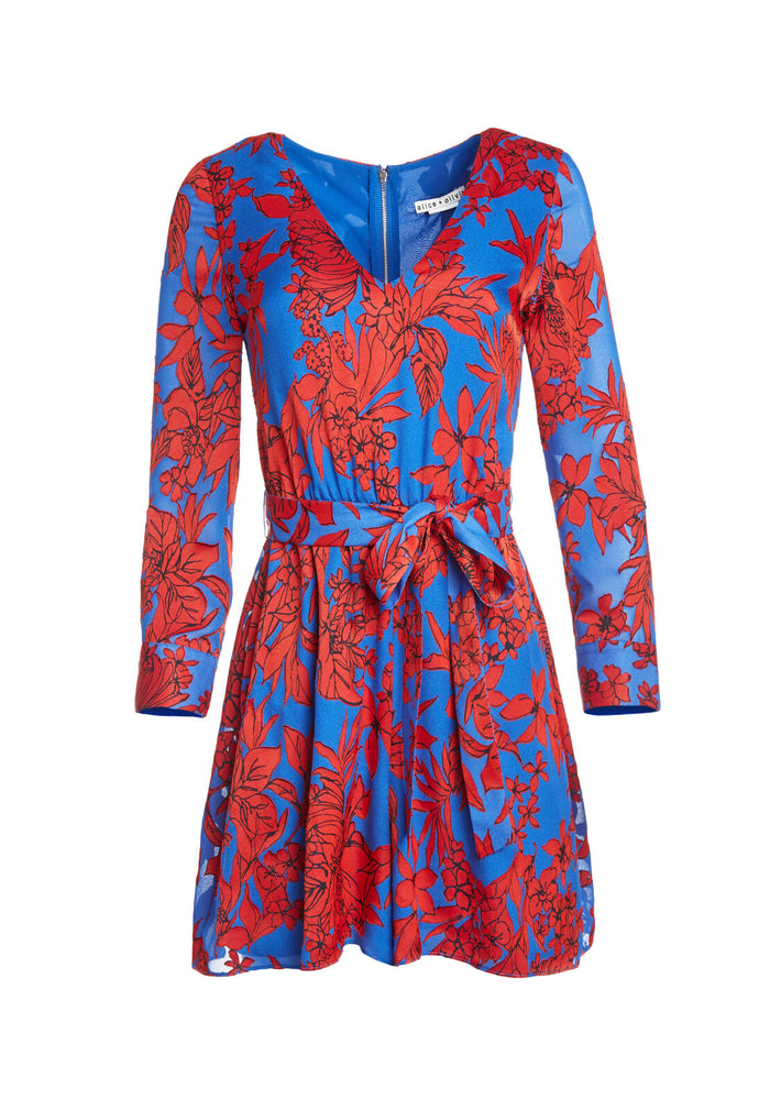 MELIA ROLL CUFF ROMPER W TIE - FANCY FLORAL